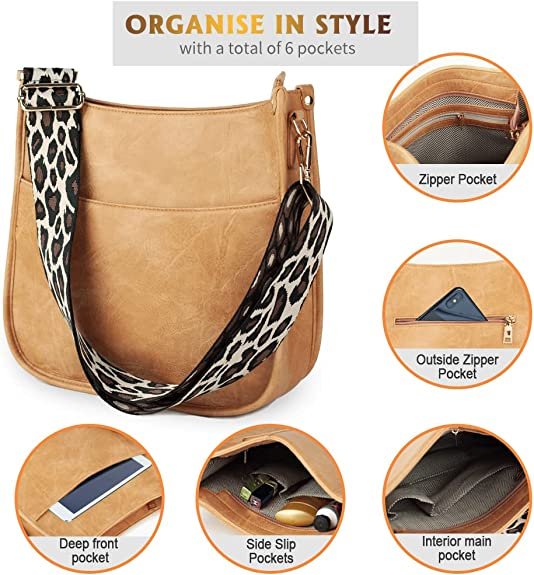 Vegan Leather Crossbody Fashion Shoulder Bag Purse with Adjustable Strap