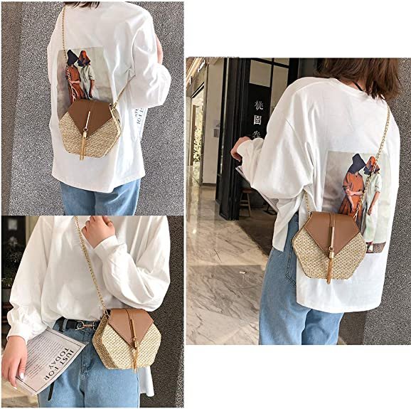 Women's Crossbody Bag Cute Straw Shoulder Bag