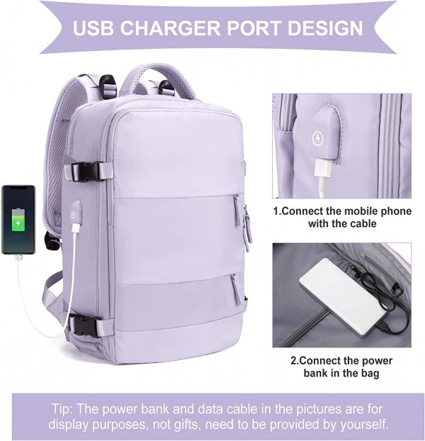 Large Travel Backpack Women, Laptop with USB Charging Port Backpack