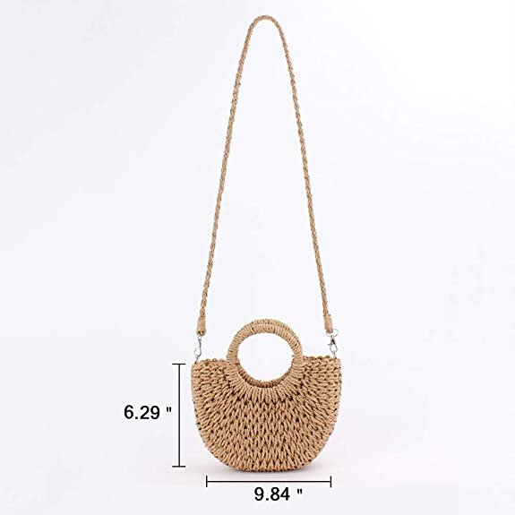 Mini Semi-circle Rattan Straw Bag