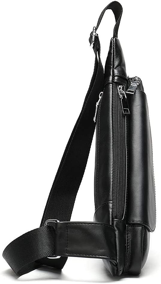Genuine Leather Sling Bag Triangle Crossbody Bags Front Chest Day Pack One Shoulder Strap Backpack